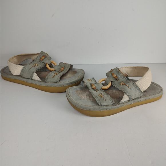 Earth U.S Patent Pending Latex Baby Blue Leather Upper Melody Sandals *Women 9 - Picture 2 of 8